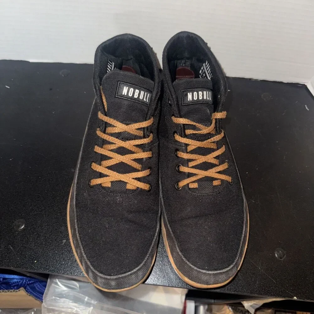 Nobull Mid Canvas Trainer Mens Size 7.5 Workout Gym Shoes Black Womens Size 9